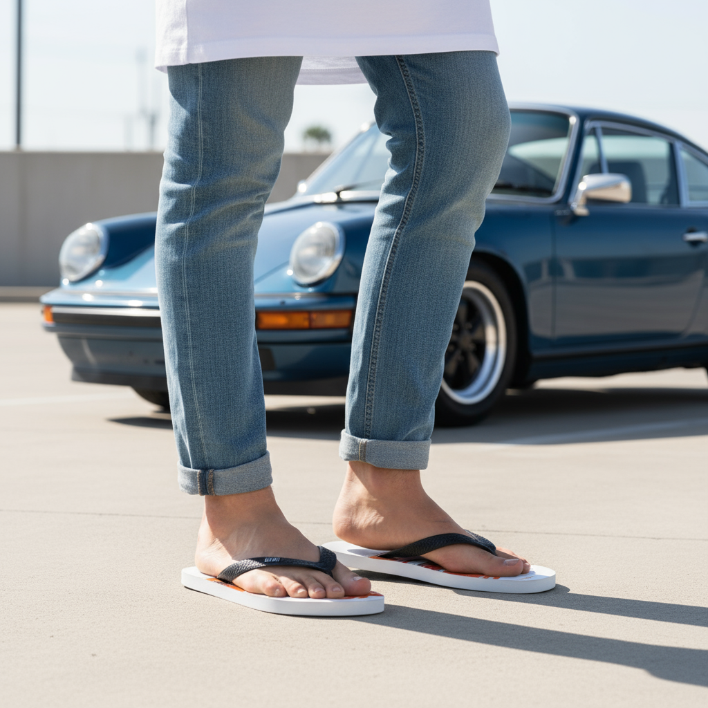 Vintage Porsche 911 Retro Flip Flops