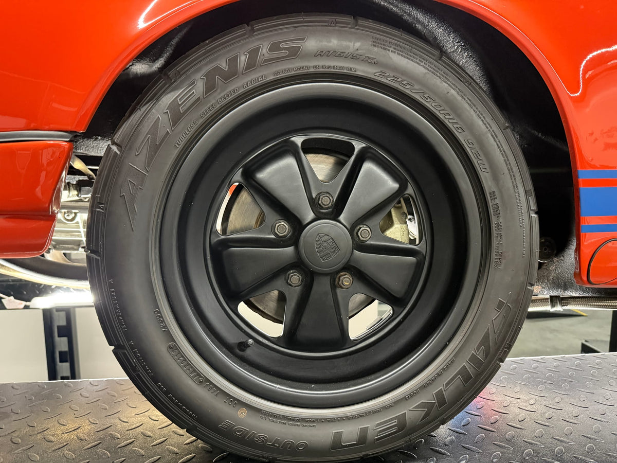 Black powder-coated 16-inch Fuchs wheel