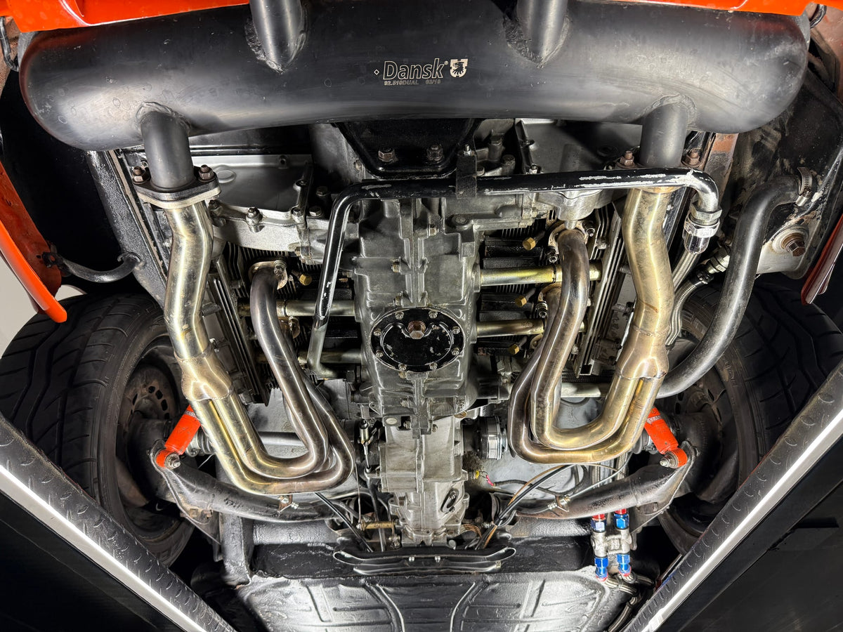 Headers and drivetrain viewed from below