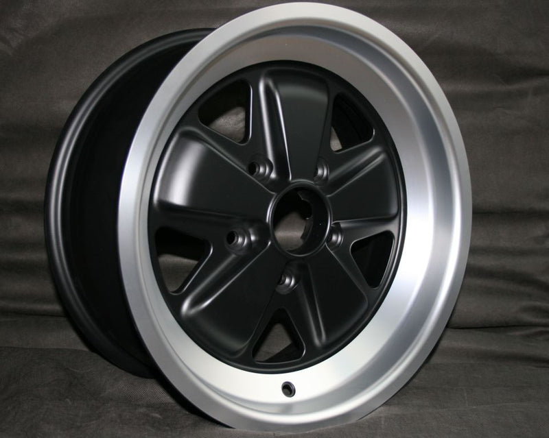 Porsche 911 7x16 Fuchs-Style Wheel - Matte Black / Diamond-Cut Lip